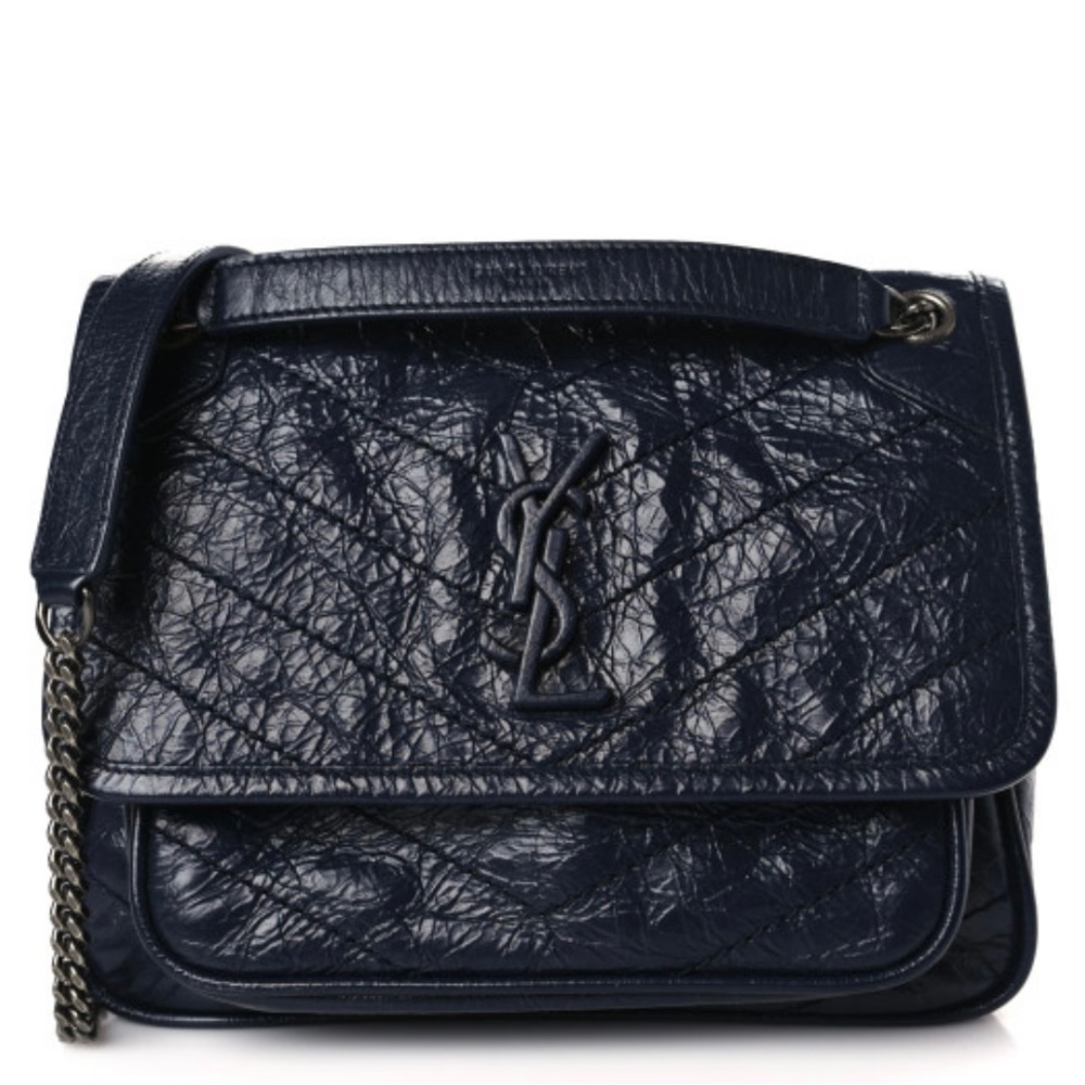 Saint Laurent Navy Niki Chain-Linked Medium Shoulder Bag. Excellent condition!!